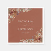 Terracotta Tiny Wildflower bruiloft servetten (Voorkant)