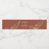 Terracotta Tiny Wildflower bruiloft Waterfles Etiket (Enkel label)