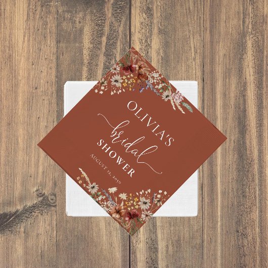 Terracotta Tiny Wildflower Bruiloftsfeest Servet