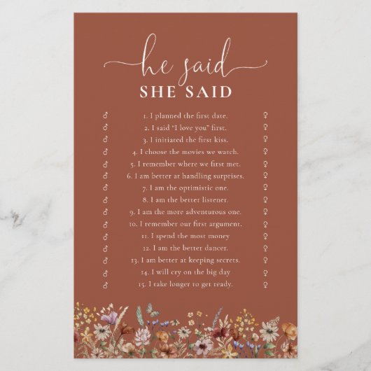 Terracotta Tiny Wildflower Bruiloftsspel (Voorkant)