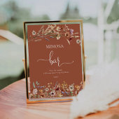 Terracotta Tiny Wildflower Goud Mimosa Bar Teken Reclamebord Met Voetstuk