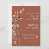 Terracotta Tiny Wildflower huwelijksceremonie Kaart (Voorkant)