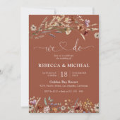 Terracotta Tiny Wildflower huwelijksceremonie Kaart (Voorkant)