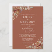 Terracotta Tiny Wildflower huwelijksceremonie Kaart (Voorkant)