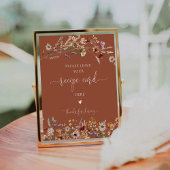 Terracotta Tiny Wildflower Recept Kaart teken Reclamebord Met Voetstuk