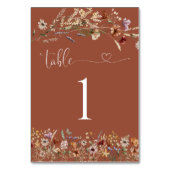 Terracotta Tiny Wildflower Trouwtafel nummer Kaart (Voorkant)