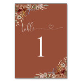 Terracotta Tiny Wildflower Trouwtafel nummer Kaart (Achterkant)