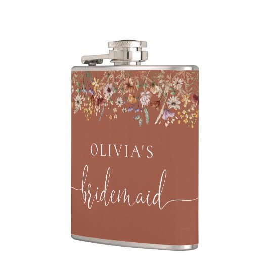 Terracotta Tiny Wildflower Vrijgezellenfeest kolf Heupfles (Links)