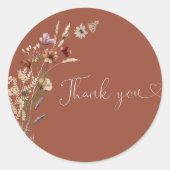 Terracotta Tiny Wildflower Vrijgezellenfeest Ronde Sticker (Voorkant)