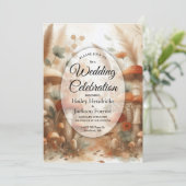 Terracotta Toadstool Woodland Magic Wedding Kaart (Staand voorkant)