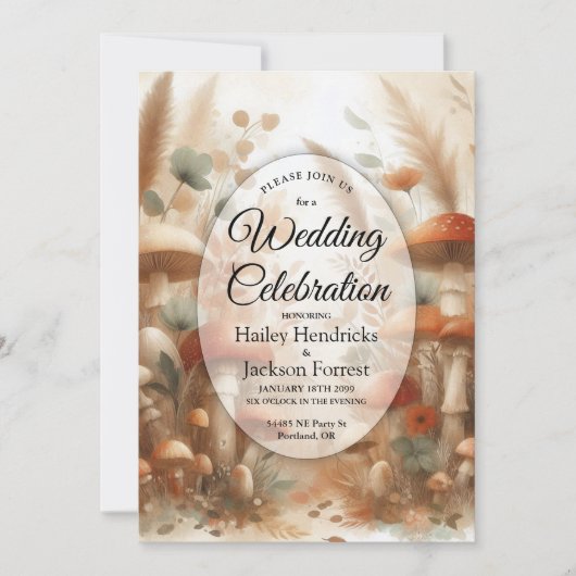 Terracotta Toadstool Woodland Magic Wedding Kaart (Voorkant)