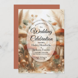Terracotta Toadstool Woodland Magic Wedding Kaart