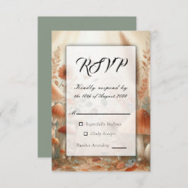 Terracotta Toadstool Woodland Magic Wedding RSVP Kaartje