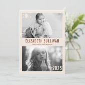 Terracotta Toen en Nu Foto Collage Afstuderen Kaart (Staand voorkant)