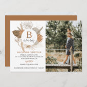 Terracotta Tropical Boho B is voor Baby Foto Kaart (Voorkant / Achterkant)