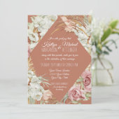 Terracotta Tropical Pampas Greenery Blush Floral Kaart (Staand voorkant)