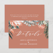 terracotta tropisch blad loof bruiloft detail RSVP kaartje (Voorkant / Achterkant)