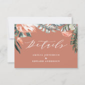 terracotta tropisch blad trouwdetail RSVP kaartje (Voorkant)
