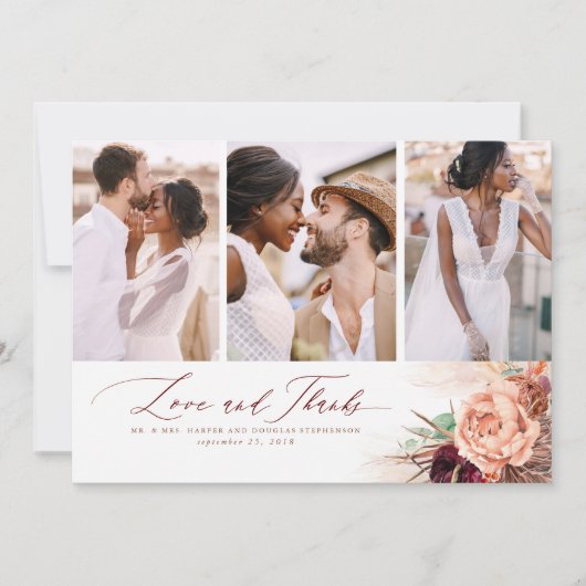 Terracotta Tropische Bruiloft Dank u Bedankkaart (Voorkant)