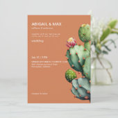 Terracotta Tropische Cactus Moderne Bruiloft Kaart (Staand voorkant)
