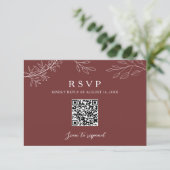 Terracotta Trouw Botanische QR Code Elegant RSVP Kaartje (Staand voorkant)