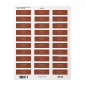Terracotta Trouw Bruine Retouradreslabel Etiket (Full Sheet)