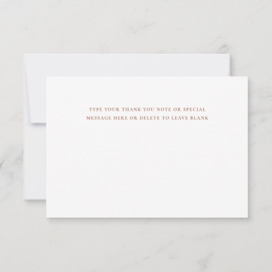 Terracotta Trouwdag Bedankt Flat Note Kaart (Achterkant)