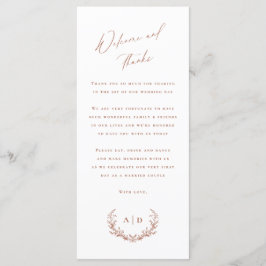 Terracotta trouwdag welkom en dank u kaart