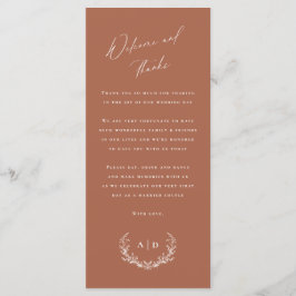 Terracotta trouwdag welkom en dank u kaart