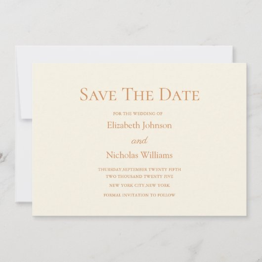 terracotta trouwkaart save the date. save the date (Voorkant)