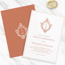 Terracotta Trouwtop Crest Monogram Elegant Formeel