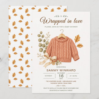 Terracotta Trui Herfst Baby Shower Kaart