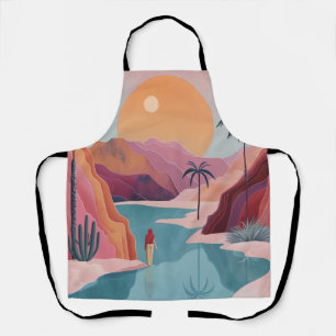 Terracotta Turquoise Hemels Oase Landschap Schort