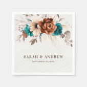 Terracotta turquoise pampas gras rustieke bruiloft servet (Voorkant)