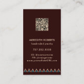Terracotta Turquoise Tribal Design QR-code Visitekaartje (Achterkant)