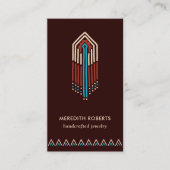 Terracotta Turquoise Tribal Design QR-code Visitekaartje (Voorkant)