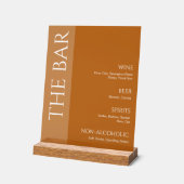 Terracotta tweekleurig bruiloft bar menu acryl bord (Hoek)