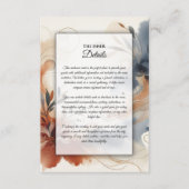 Terracotta Twilight and Navy Blooms Wedding Informatiekaartje (Voorkant)