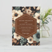 Terracotta Twilight Bloom Bruiloft Kaart (Staand voorkant)