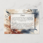 Terracotta Twilight en Navy Blooms Wedding Informatiekaartje (Voorkant)