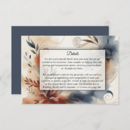 Terracotta Twilight en Navy Blooms Wedding Informatiekaartje