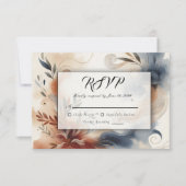 Terracotta Twilight en Navy Blooms Wedding RSVP Kaartje (Voorkant)