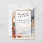 Terracotta Twilight en Navy Blooms Wedding RSVP Kaartje (Voorkant)