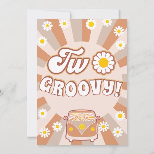 Terracotta Two Groovy Retro 2e verjaardag Kaart (Achterkant)