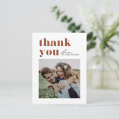 Terracotta Typografie Fotobruiloft Dank u Briefkaart (Staand voorkant)