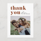 Terracotta Typografie Fotobruiloft Dank u Briefkaart (Voorkant)