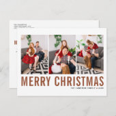 Terracotta Typografie Kerst Fotocollage Briefkaart (Voorkant / Achterkant)