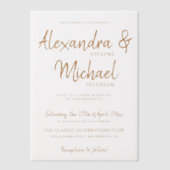 Terracotta typografie script bruiloft overlay vellum uitnodigingen (Voorkant)