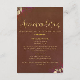 Terracotta Velvet Wedding Accommodatie & Details Informatiekaartje