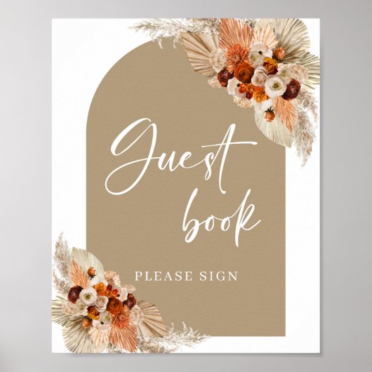 Terracotta verbrand oranje bordeauxrood beige gast poster (Voorkant)